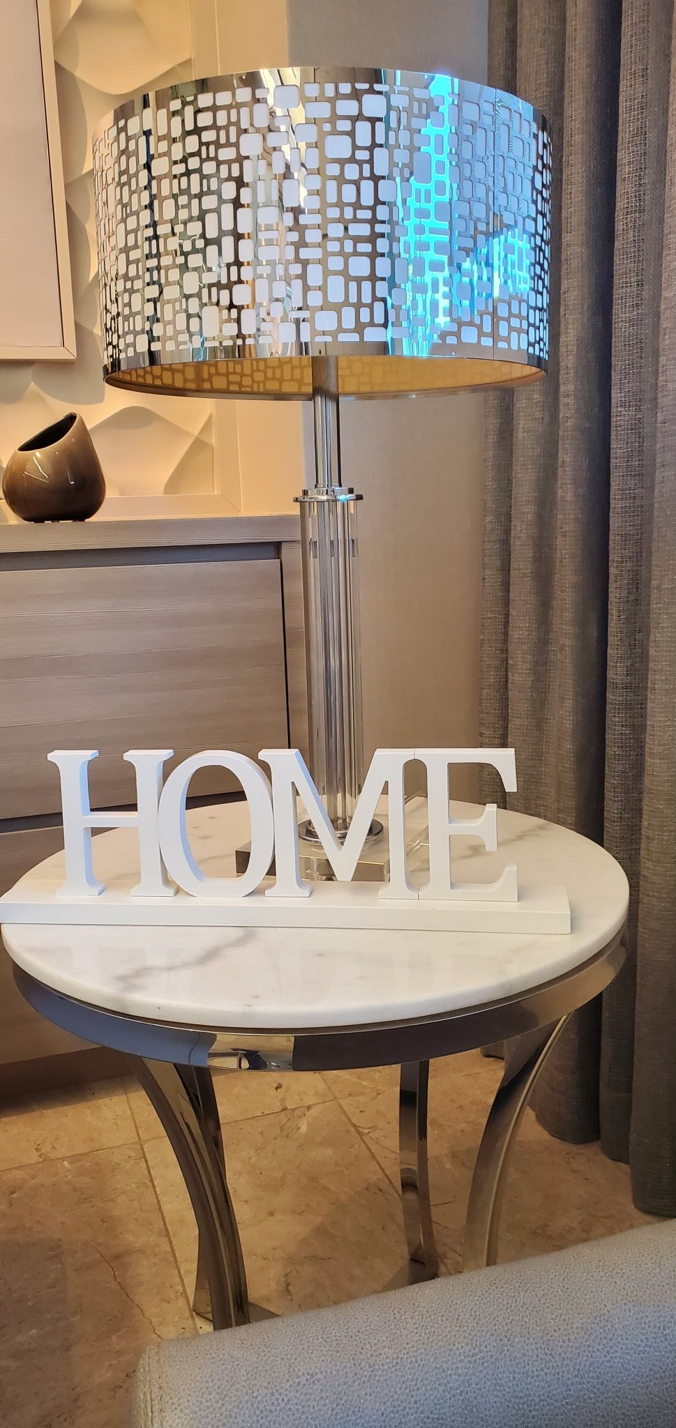 Handcrafted white wooden HOME sign décor