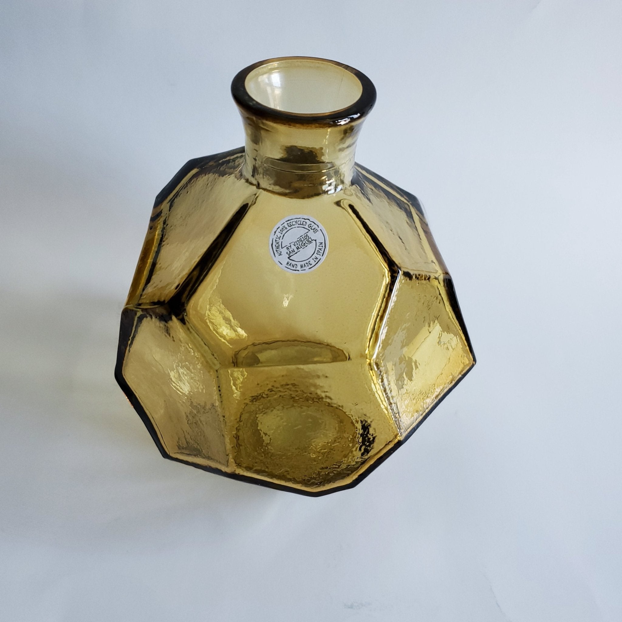 8" Amber Recycled Glass Vase made in Spain