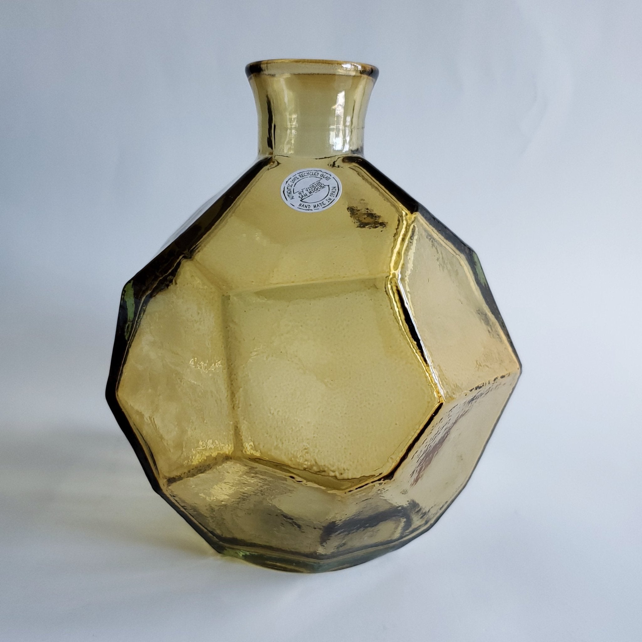 8" Amber Recycled Glass Vase for floral arrangements