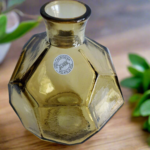 8" Amber Recycled Glass Vase for home decor