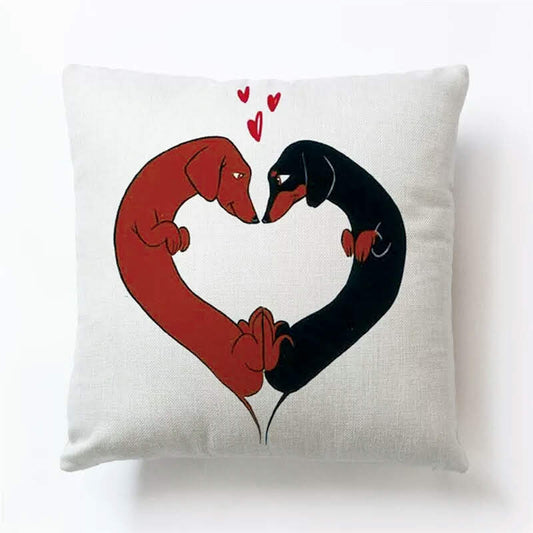 heart shaped with dog cushion cover front view