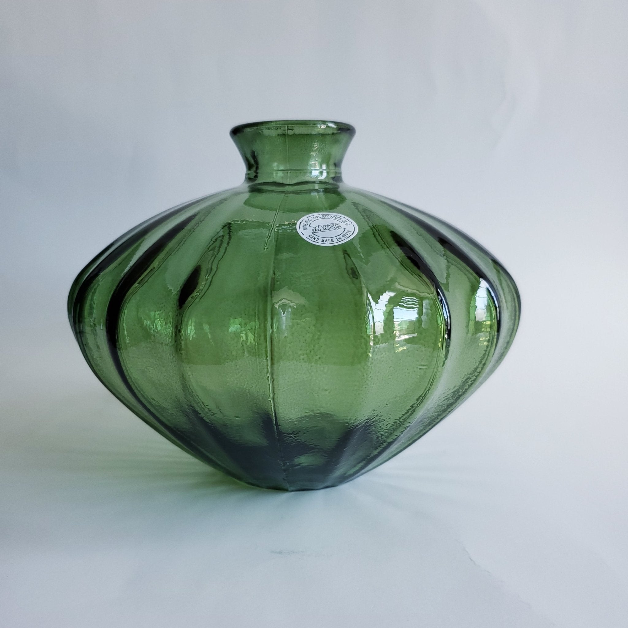 Green Recycled Glass Vase made in Spain