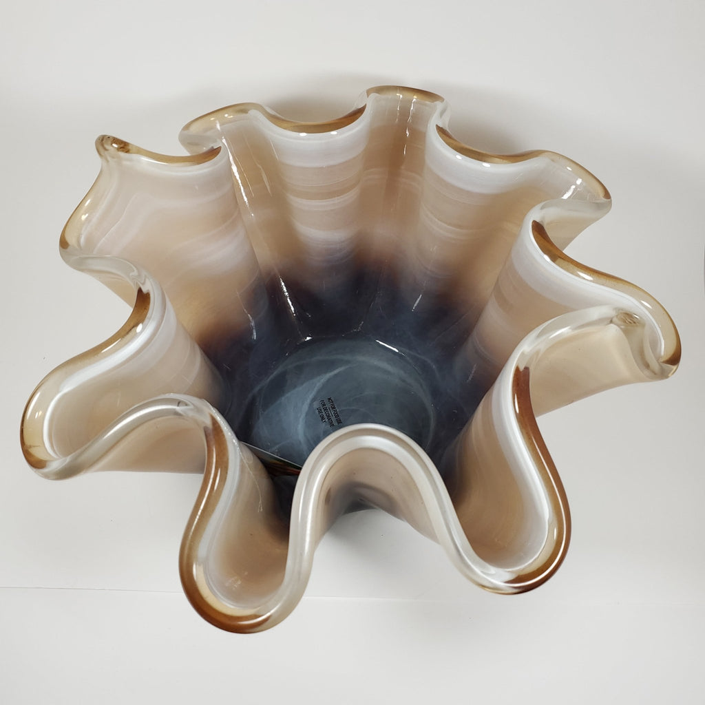 Beige and Brown Handkerchief Glass Vase top view