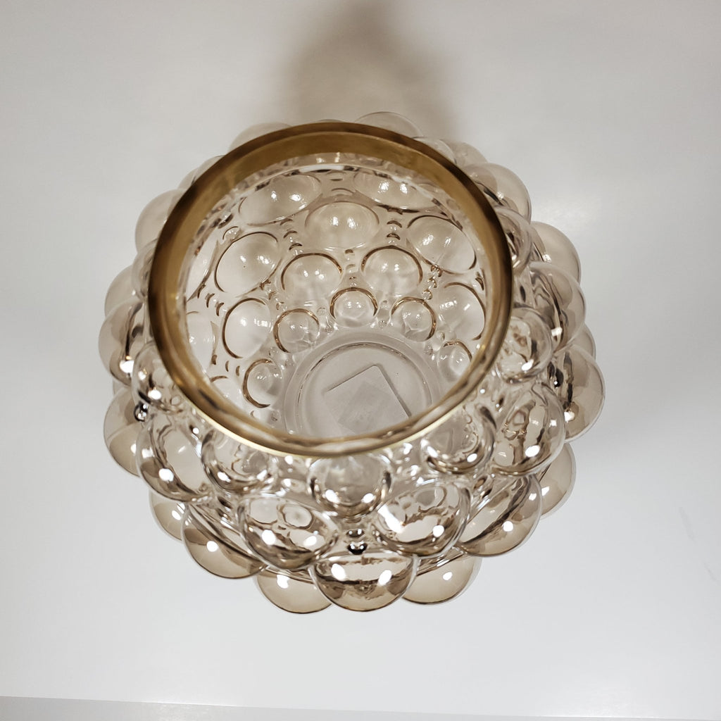 Bubble glass vase with gold rim top view