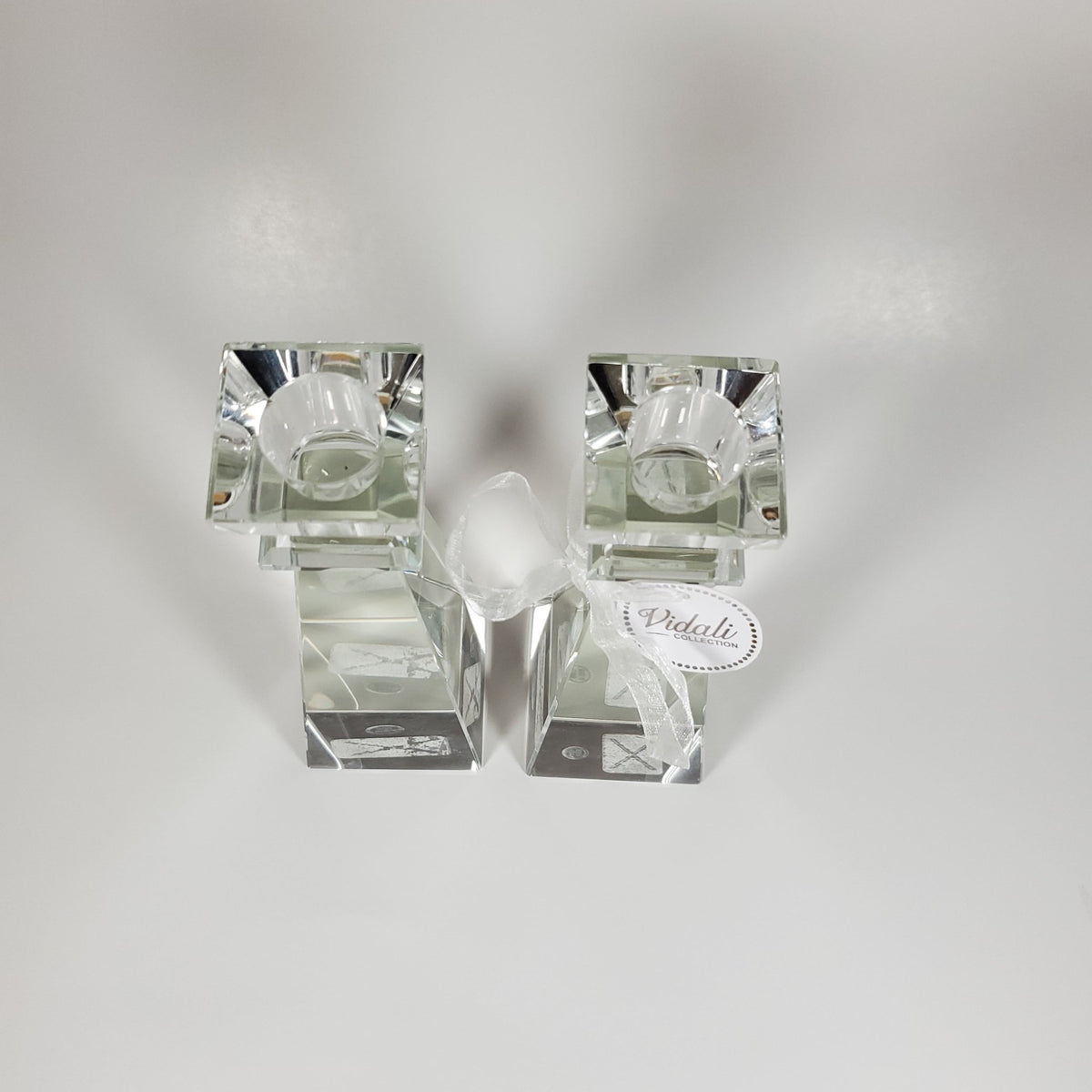 Crystal tappered candle holder top view