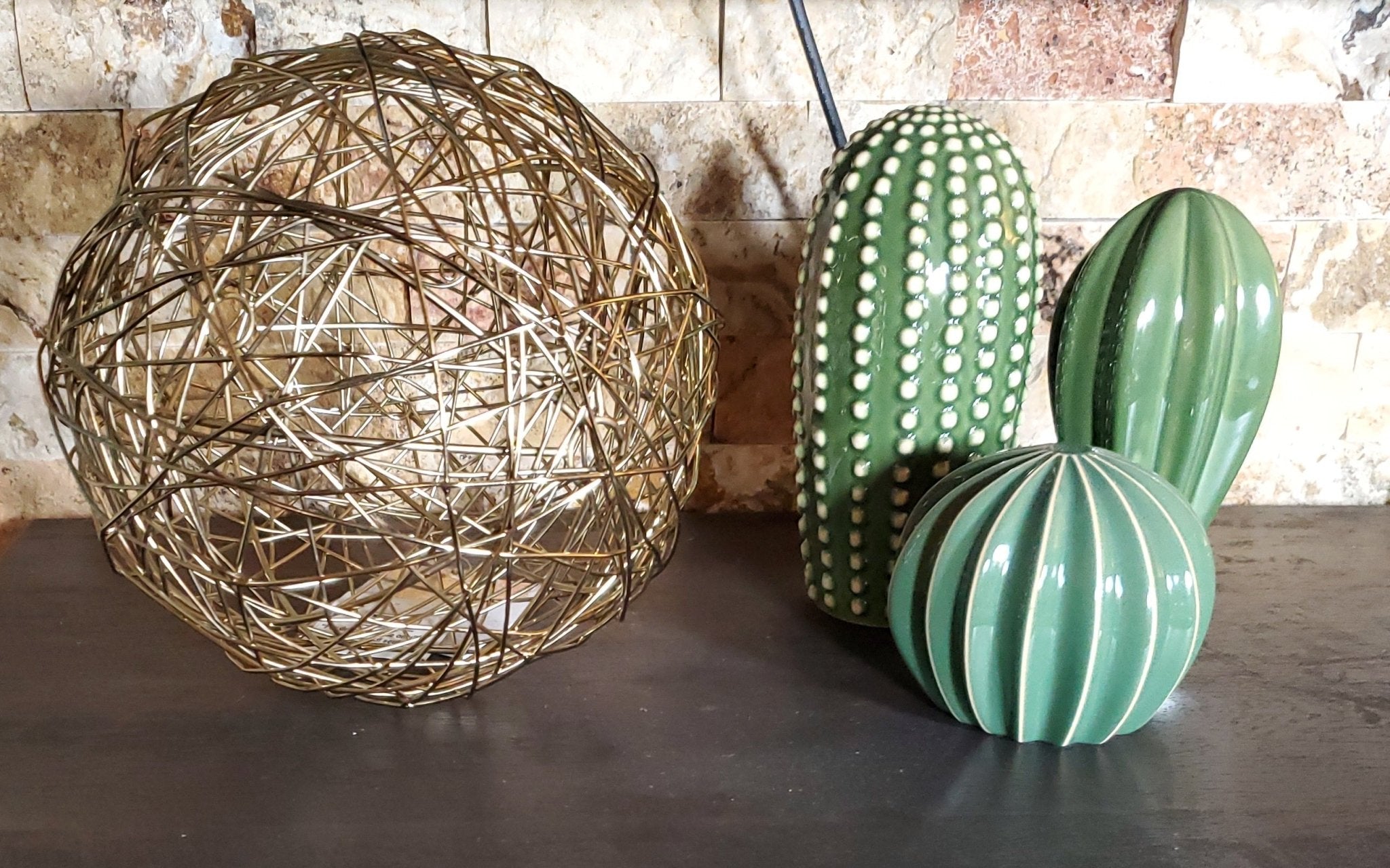 Gold decorative accent ball for home décor close view
