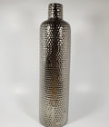 Hammered Texture Silver Ceramic Vase front view