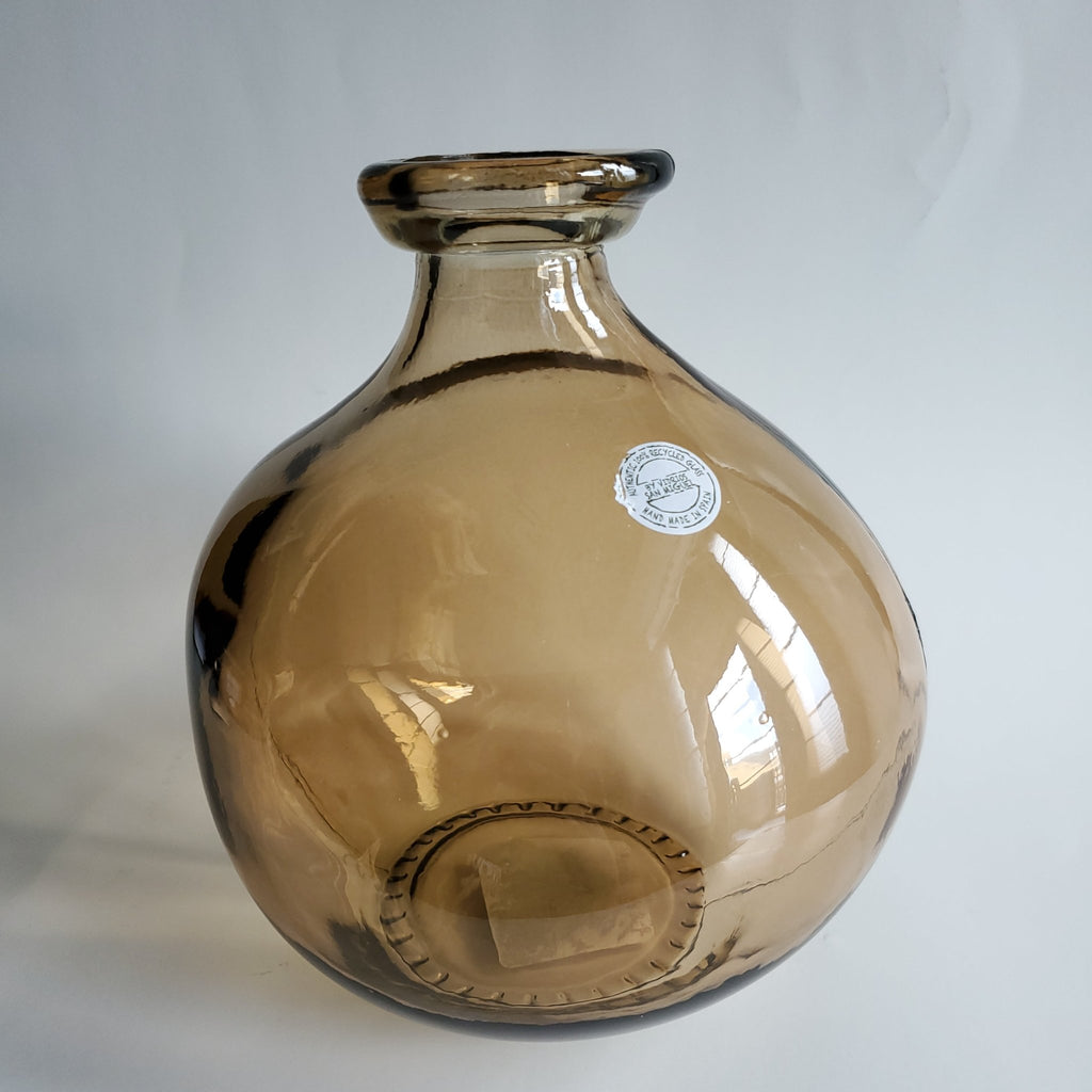 Amber Recycled Glass Vase front view