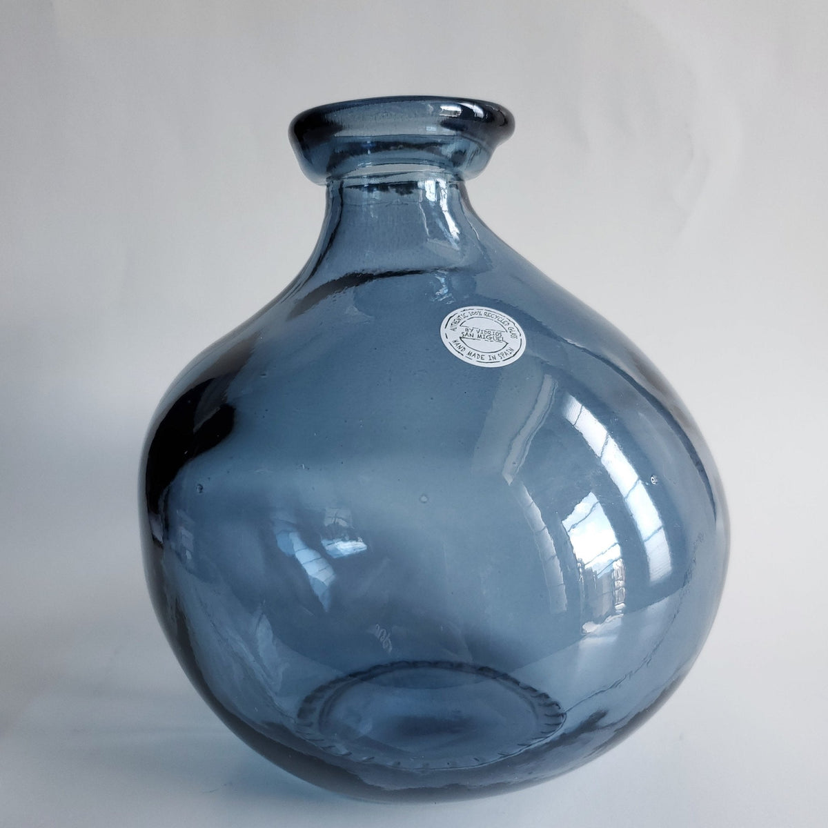 Navy Blue Recycled Glass Vase front view