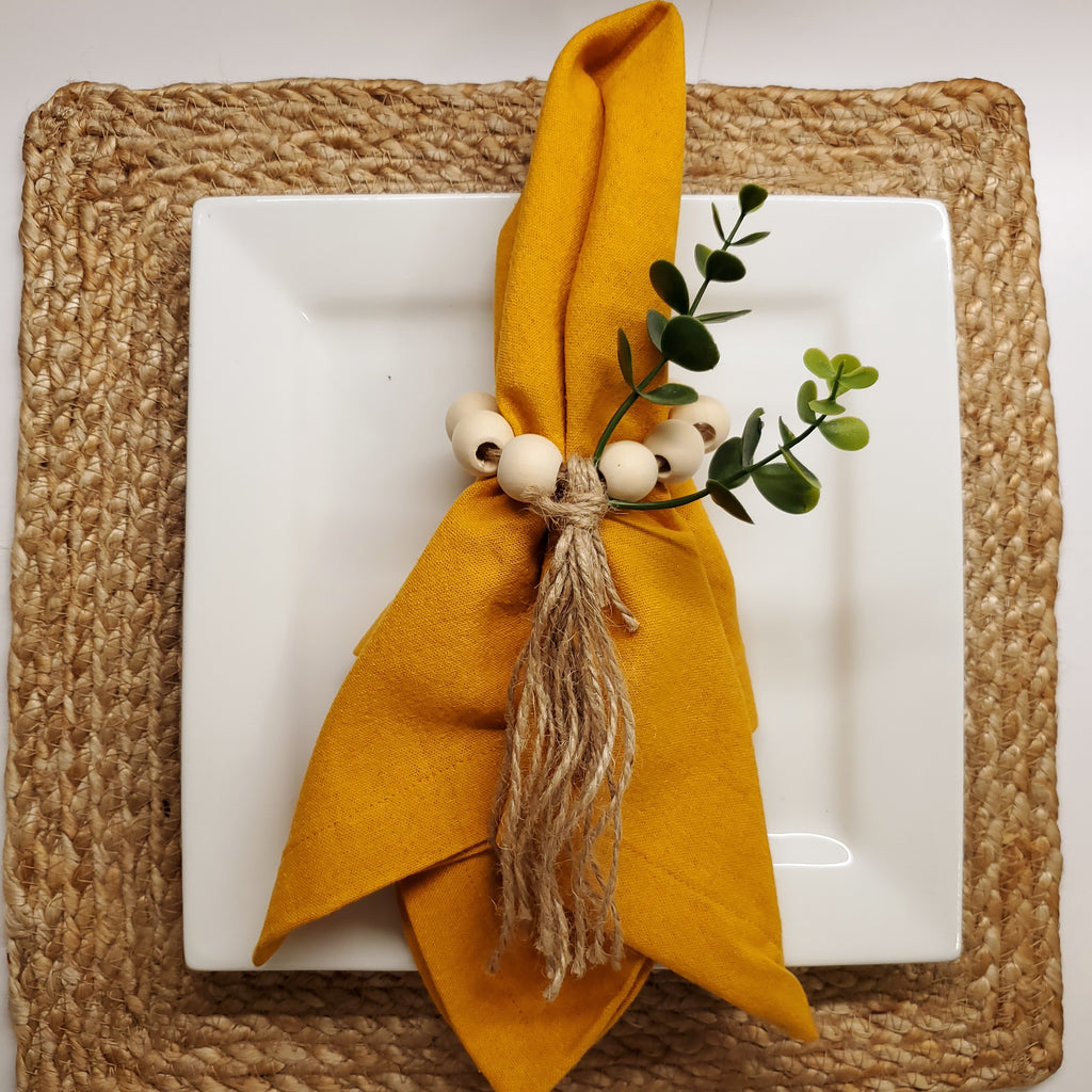 Set de serviettes et ronds de serviette Autumn Gold – 6 couverts