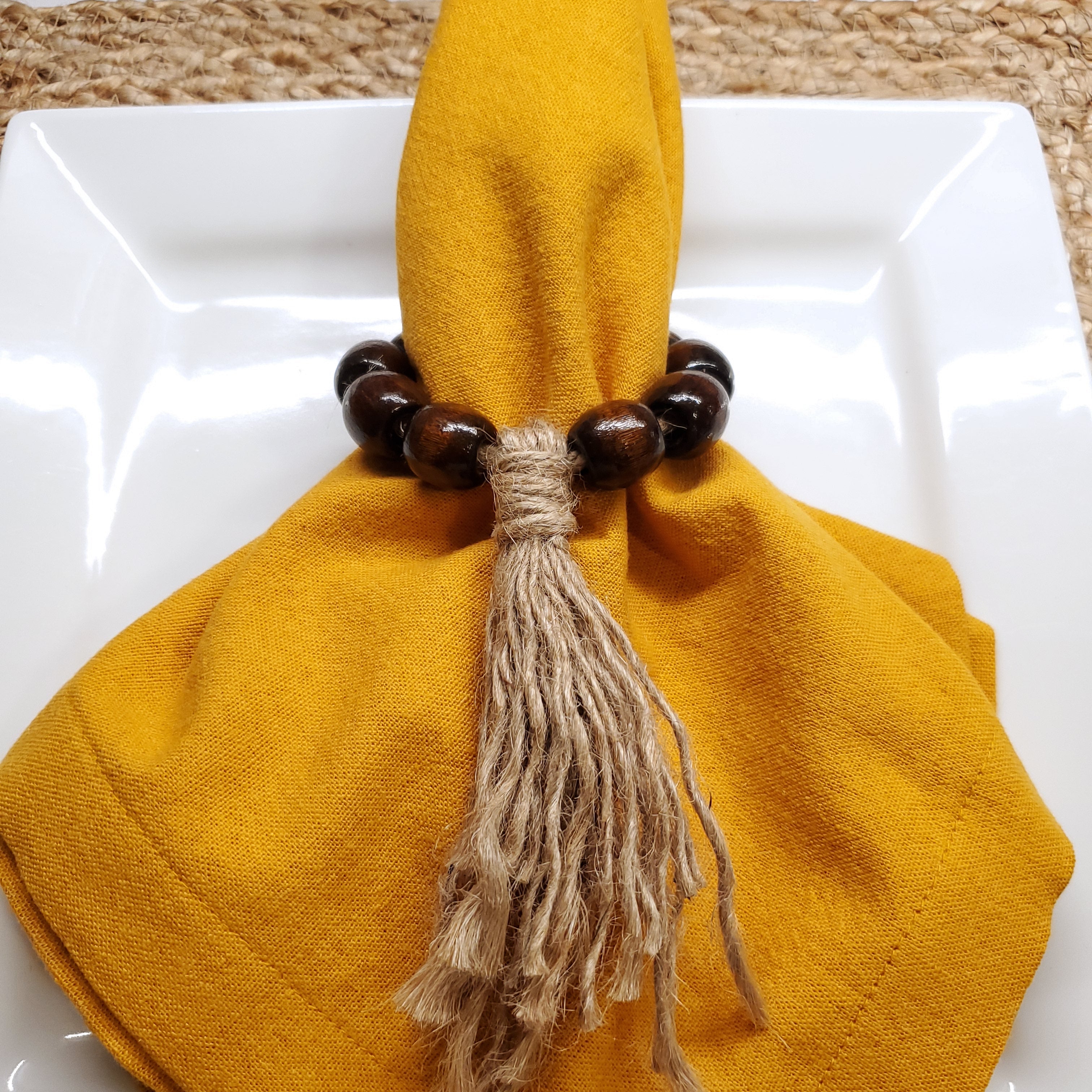 Set de serviettes et ronds de serviette Autumn Gold – 6 couverts