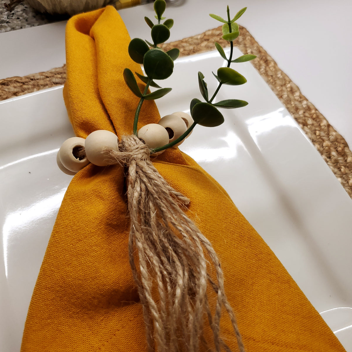 Set de serviettes et ronds de serviette Autumn Gold – 6 couverts
