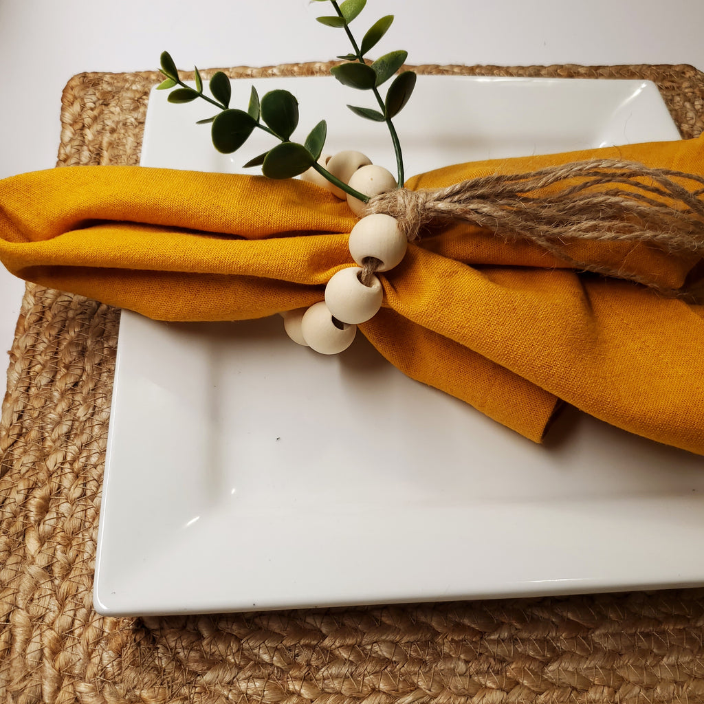 Set de serviettes et ronds de serviette Autumn Gold – 6 couverts