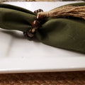 Lot de 6 serviettes et ronds de serviette 100 % lin Olivier