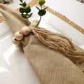 Set de 6 serviettes et ronds de serviette en lin (100 %) grès