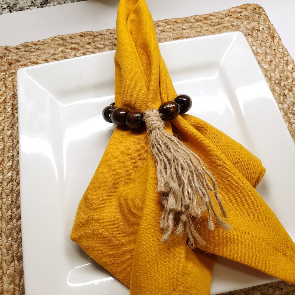 Set de serviettes et ronds de serviette Autumn Gold – 6 couverts