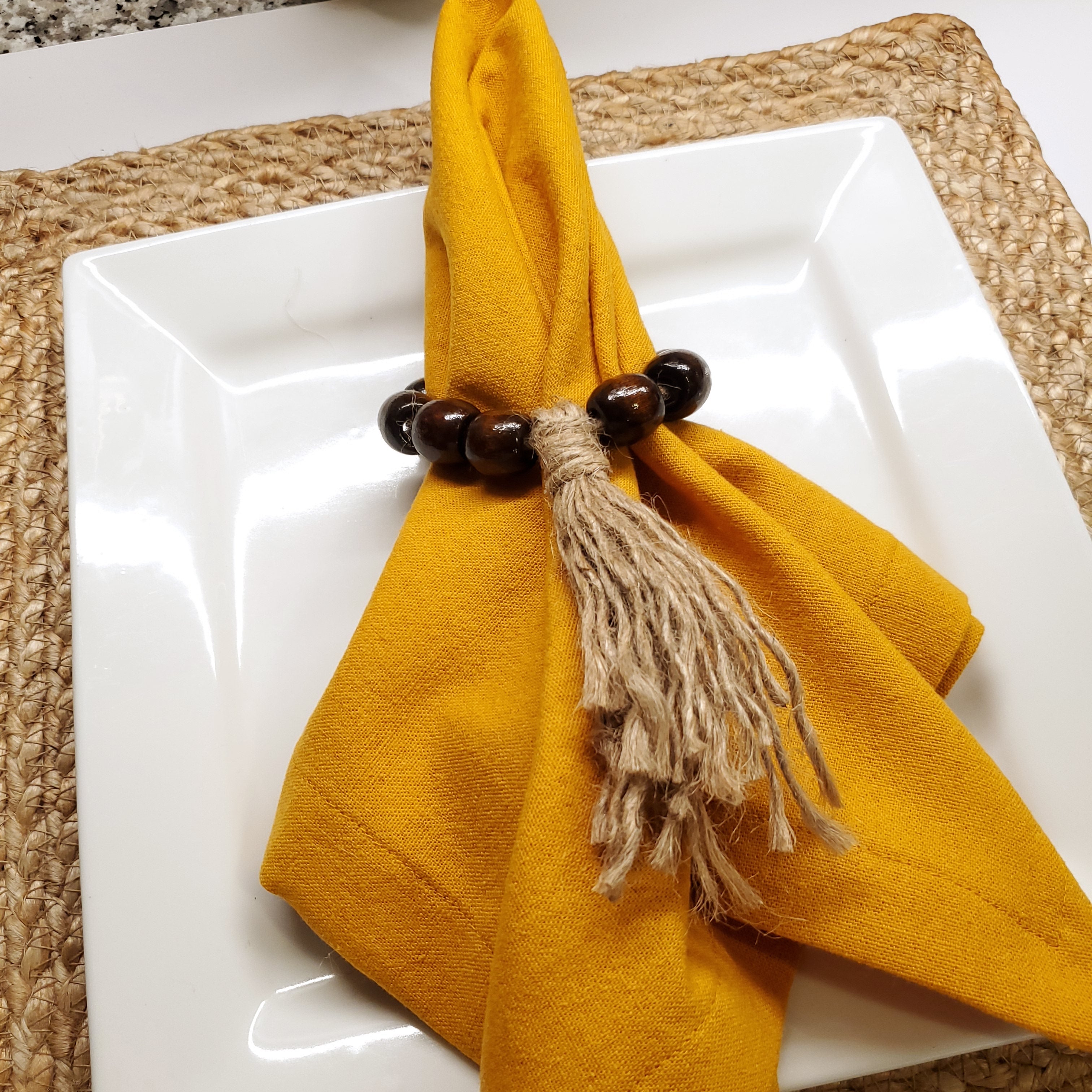 Set de serviettes et ronds de serviette Autumn Gold – 6 couverts