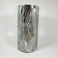 Silver mosaic glass vase front view zoomed in