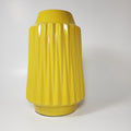 Sunshine yellow ribbed ceramic vase front view