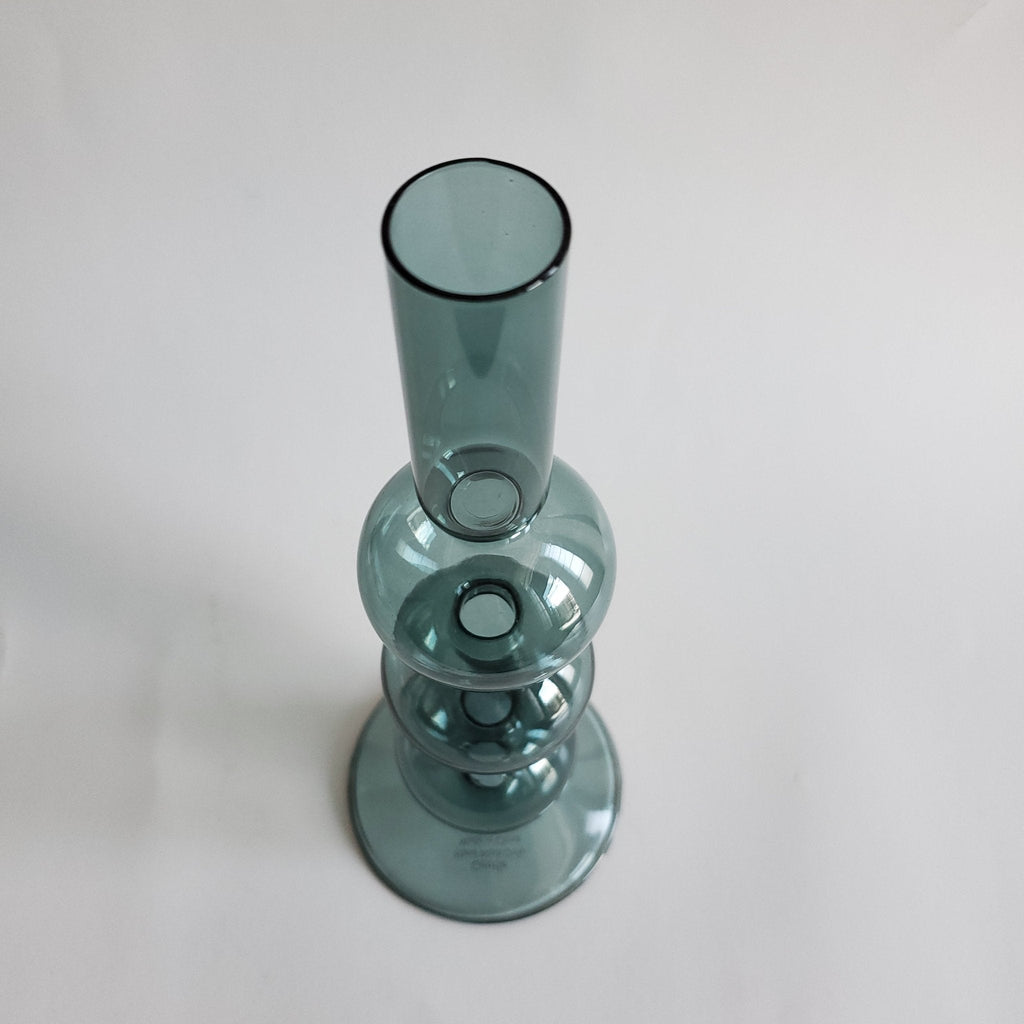 Teal volute tapered candle holder set of 2 top view  