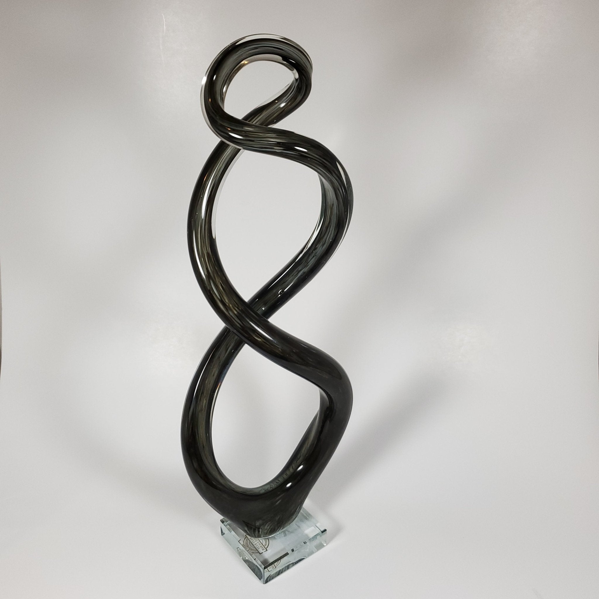 Twisted glass decorative sculpture for modern home décor angled view