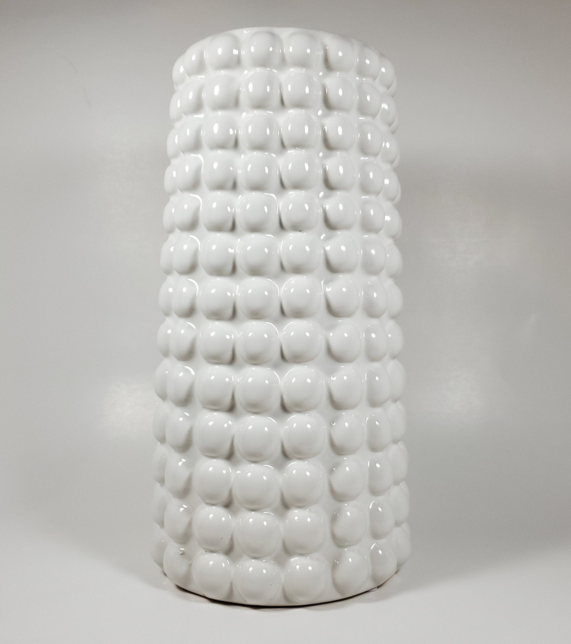 White bubble ceramic vase front view